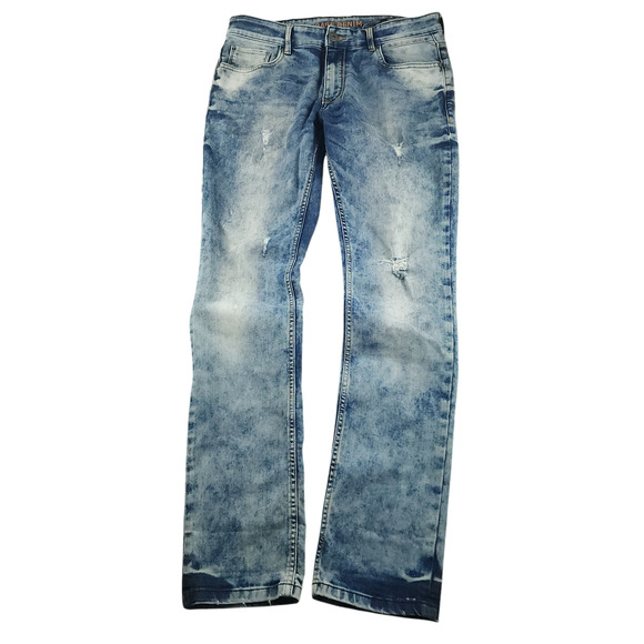 Bare Denim Jeans Mens 34 Theo Slim Fit Acid Wash Tapered Leg Mid Rise Distressed - Picture 1 of 12
